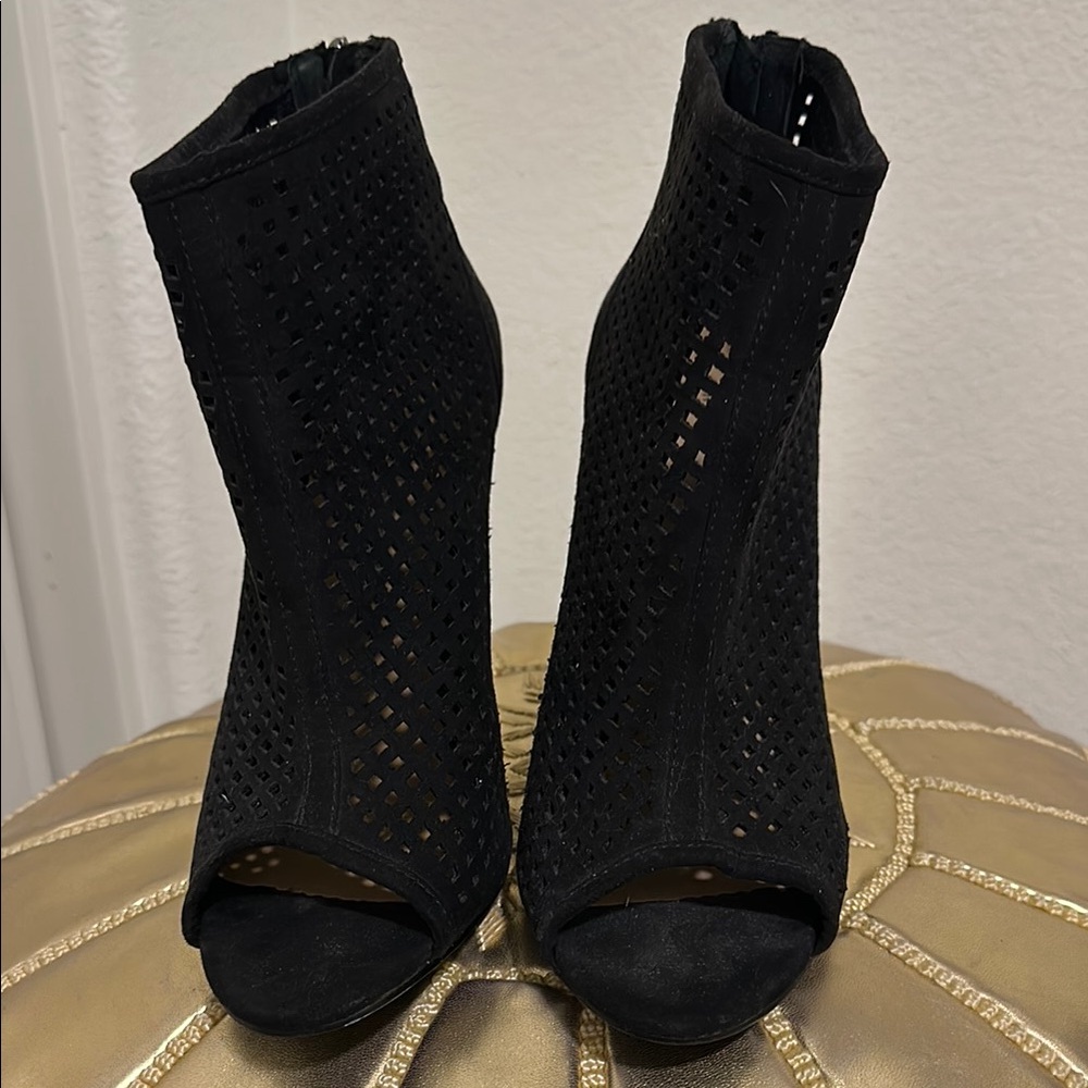 Chinese Laundry Elegant Black Peep-Toe Ankle Boots